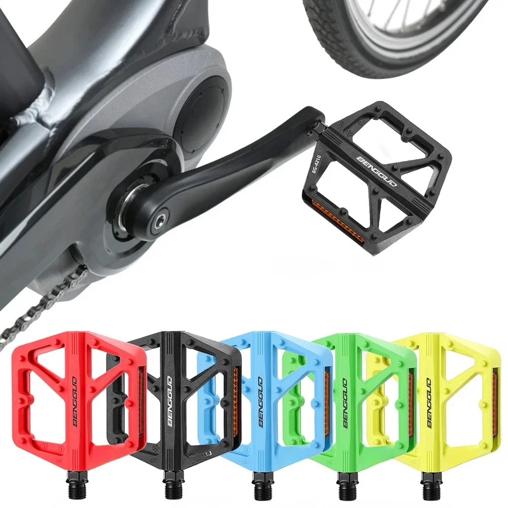 AliExpress APWIKOGER Double DU Bearing Nylon Bicycle Pedals with Reflector Ultralight Bike Pedals Anti-Slip Cycling Safety Pedals Bike Accessories