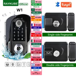 RAYKUBE W1 Tuya cerradura inteligente con huella dactilar de un solo lado/doble lado IPX6 cerradura electrónica Digital impermeable para puerta interior y exterior