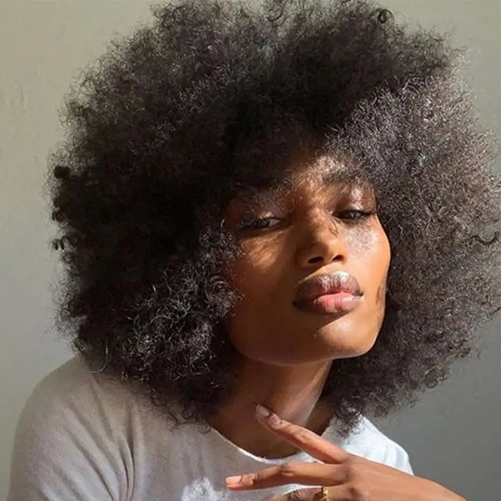 Afro Kinky Curly Short Human Hair Wigs With Thick Bangs Fluffy Natural Bob Wig Glueless Brazilian Full Machine Made Wigs On Sale