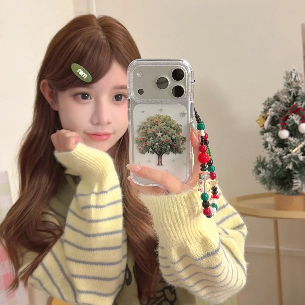 

Simple star apple tree mobile case, suitable for iPhone14/15/16/17ProMax, simple and fashionable new shock-proof protective case