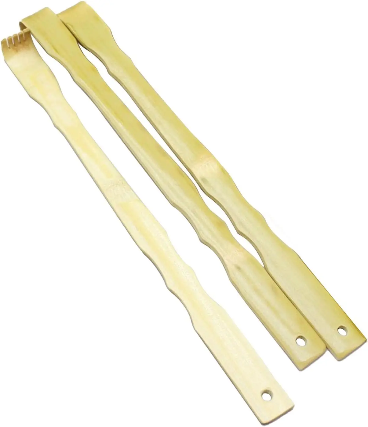 Pacote com 3 raspadores traseiros de bambu estendidos de 18,3 polegadas - material natural, ferramenta de massagem confortável, opção de presente exclusiva