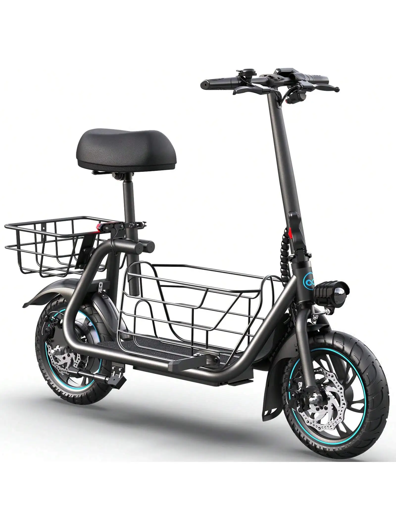 GYROSHOES Electric Scooter for Adults with Pet Basket, UL2272 Certified 550W Motor 19MPH 15Mi Range, BYD Battery Powered Commuter Scooter with Padded Seat, Dual Disc Brakes, LED Lights, 265LBS Capacity for Small Dogs & Daily Errands