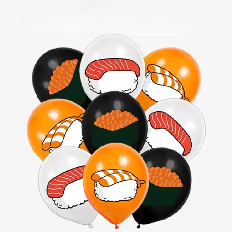Ensemble de ballons à sushi japonais, décoration de fête d'anniversaire sur le thème de la nourriture, ballons en latex, 12 po, 9 pièces