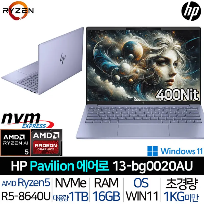 HP 2024 Laptop Pavilion AERO 13-BG0020AU Lizen 5 WQXGA 400 KNIT PD Charge 16G 1TB WIN11 HOME / T1