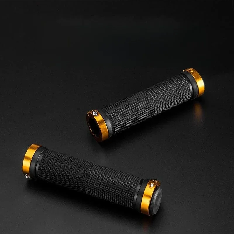 AliExpress PE Rubber MTB Grips Alloy Cuffs Bilateral Lock Bicycle Handle Grip Anti-skid Cycling Handlebar Sleeve BMX Bike Accessories
