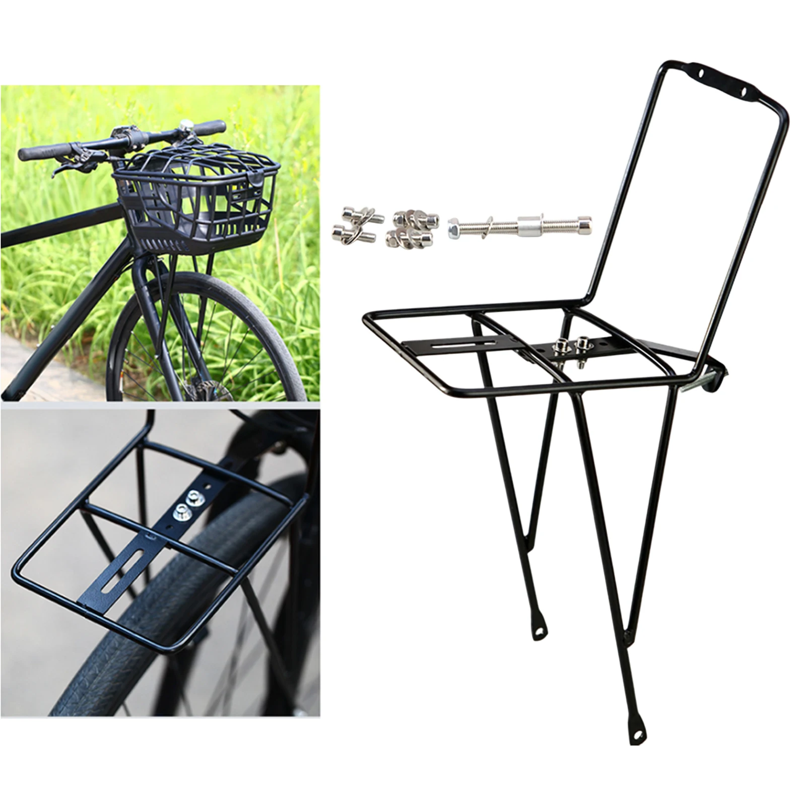 رف أمامي للدراجة، رف معدني لحمل الأمتعة، رف حامل أمامي للدراجة، خفيف الوزن لملحقات ركوب الخيل أثناء السفر #5