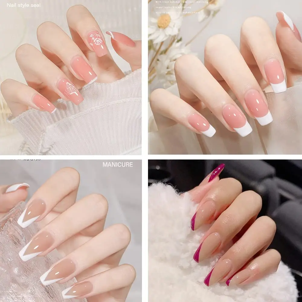 Biutee White Nail Gel Polish Clear Silicone Nail Stamping Set for French Manicure Home DIY Nail Art Salon Nail Art Tool Set