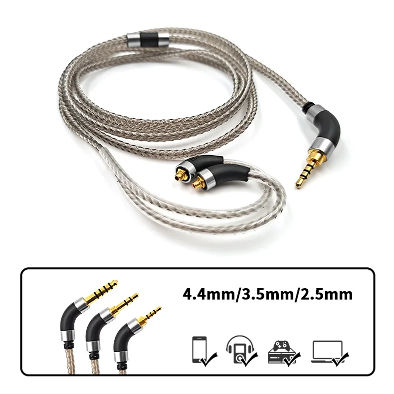 Verzilverd Audio Kabel Voor FiiO FH3 FX15 JD7 FDX FH15 FH9 FH5s Pro FF5 FA7S hoofdtelefoon