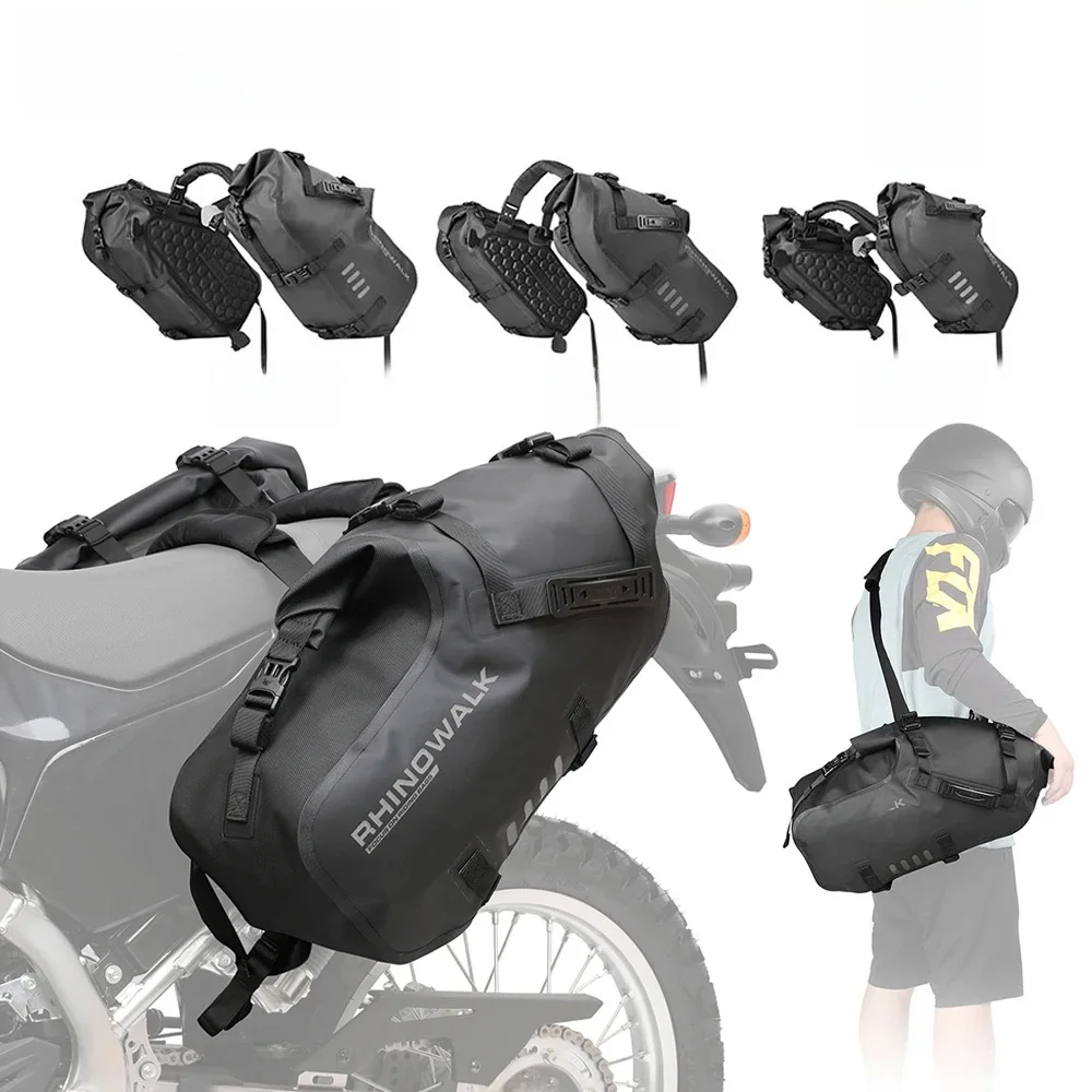 AliExpress Rhinowalk Motorcycle Side Bag 100% Waterproof 2 Pieces Portable 18L/28L/48L Large Capacity Motor Pannier Bag Riding Saddlebag
