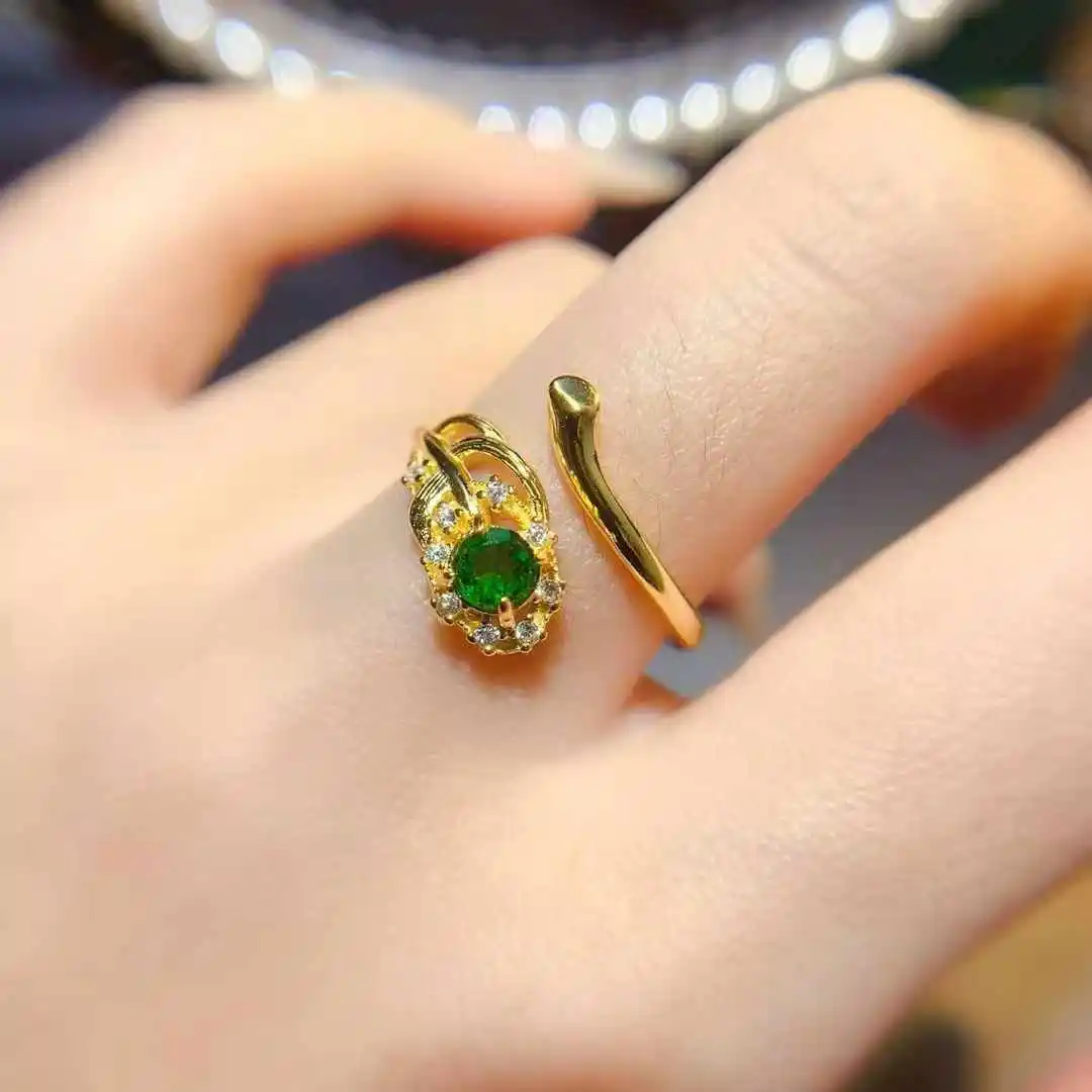 

KJJEAXCMY Natural Gemstone Women's Luxury Top Grade Pure Body diopside Ring New 925 Pure Silver Inlay Gift for Girlfrien