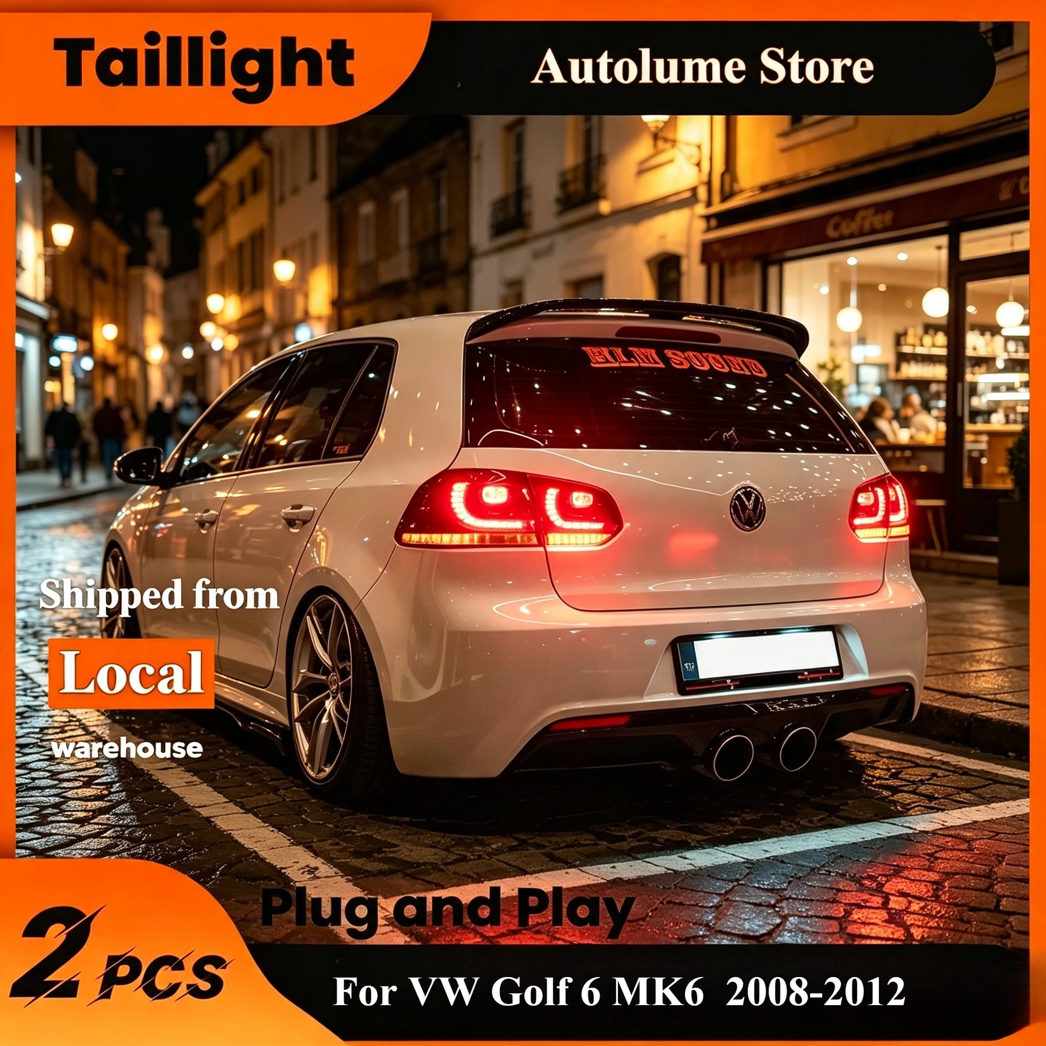 Full LED Rückleuchten Set für VW Golf 6 MK6 GTI R 2008-2013 Heckleuchten mit Dynamischer Laufblinker Sequentiell DRL, Plug & Play Ohne Fehlermeldung Canbus Kirschrot Getönt Golf R Look