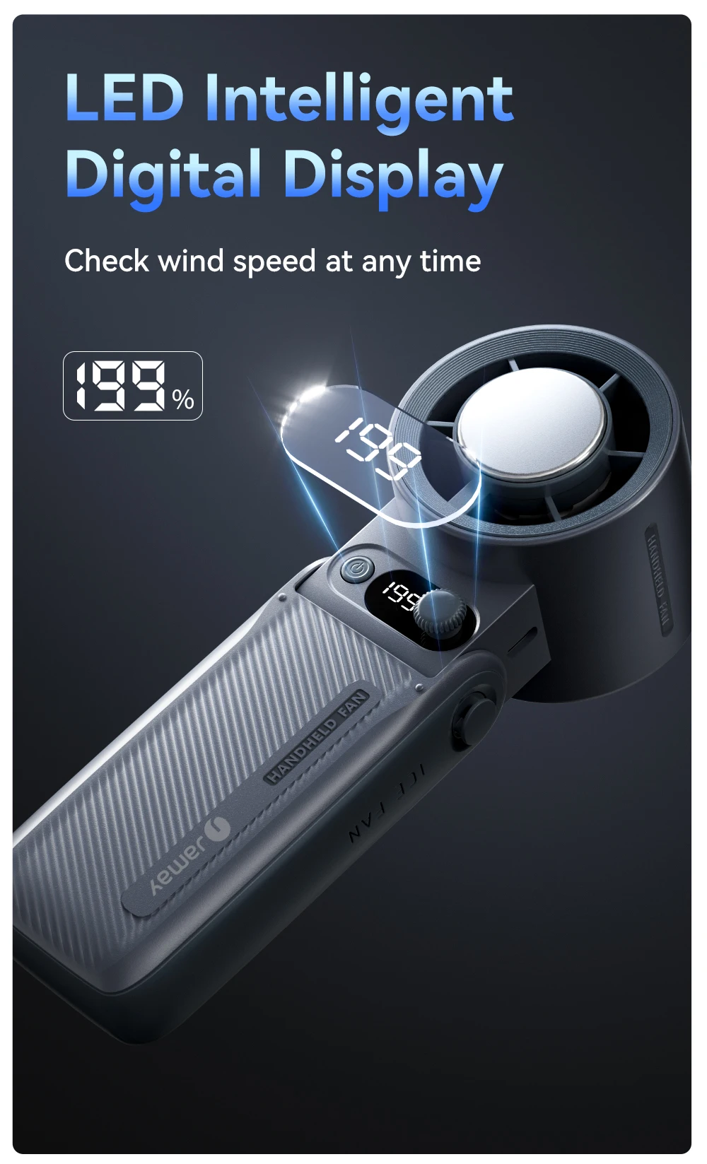 2025 Jamay USB شحن مروحة عالية السرعة 6000mAh عمر البطارية الطويل 199 مستوى قوة الرياح القوية للغاية أدوات تبريد الصيف في الهواء الطلق