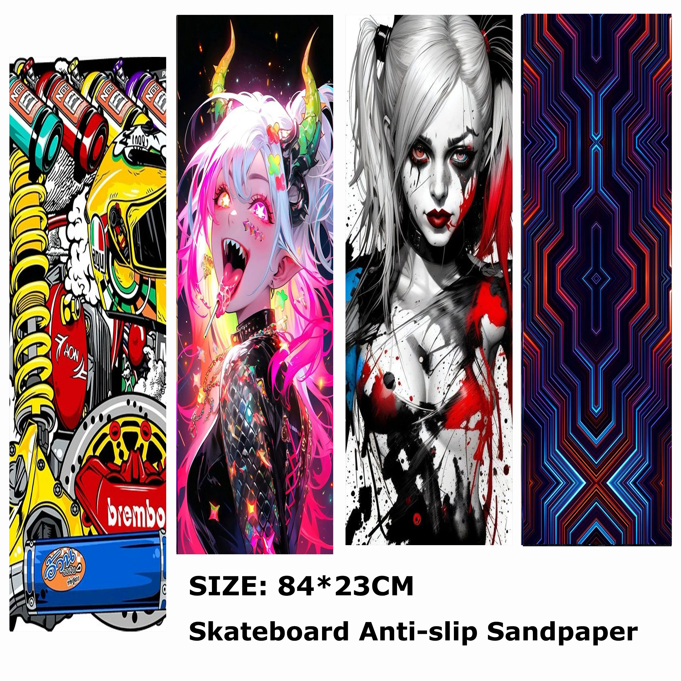 

Mecha Skull Sexy Girl Pattern Electric Scooter Anti-slip Sticker Sandpaper Skateboard Grip Tape Sheet 84*23cm