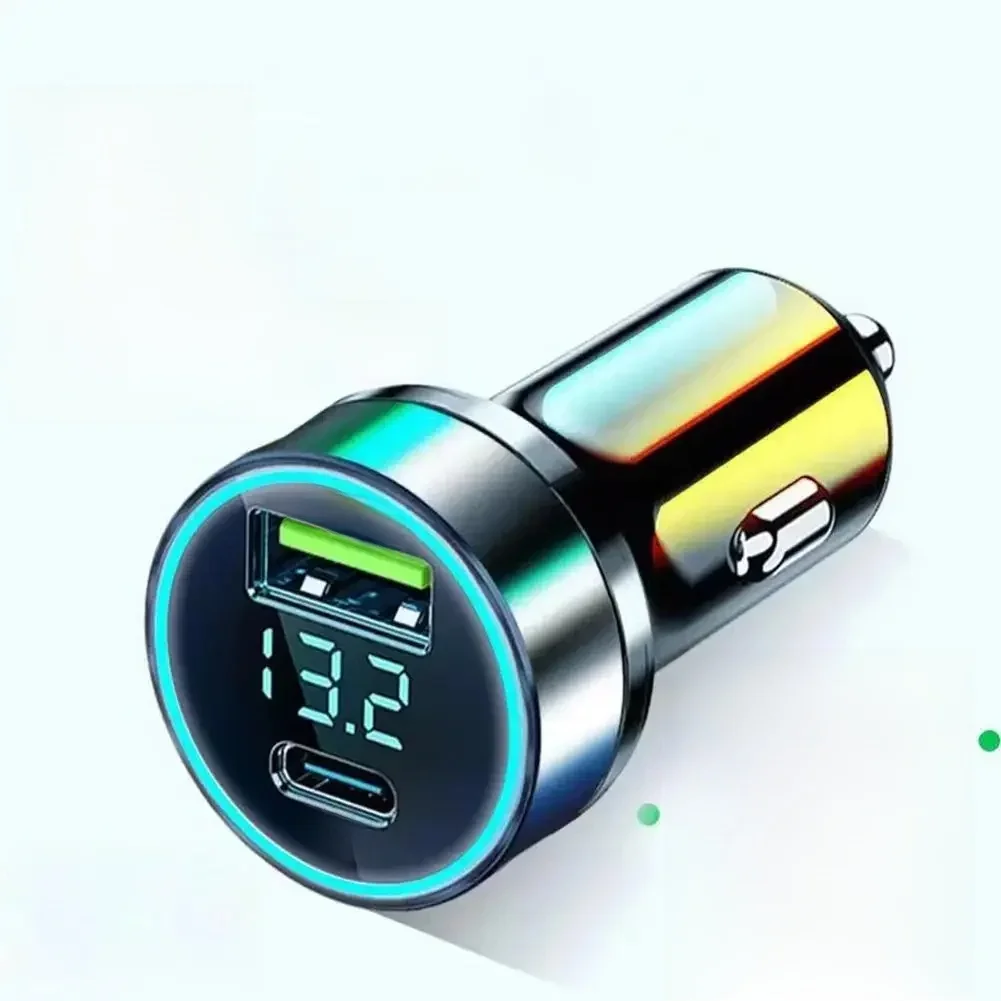 Chargeur de voiture à affichage numérique USB 120W, charge rapide, 2 ports USB PD, adaptateur de voiture PD pour iPhone15, séparateur allume-cigare de voiture