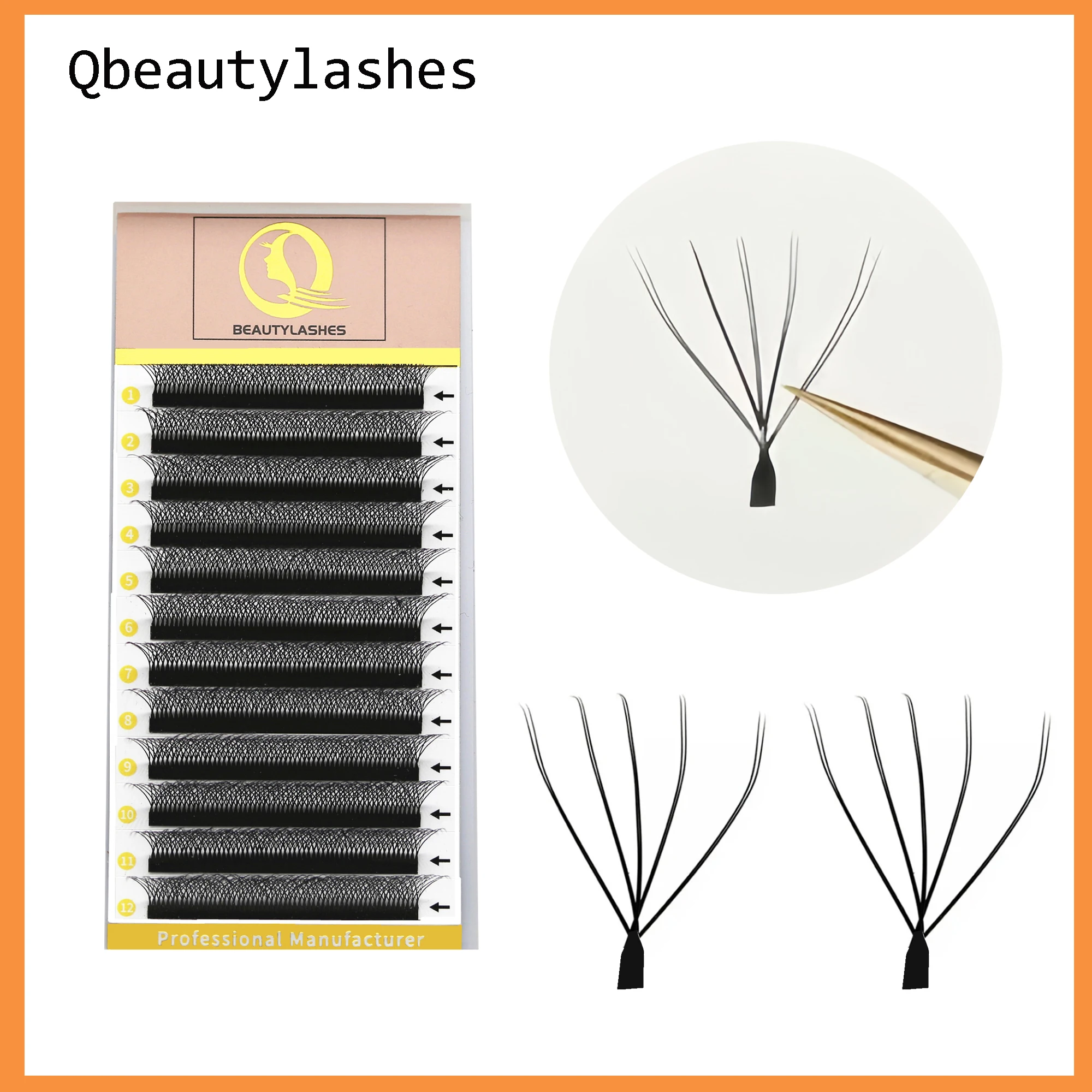 

Qbeautlashes 10D(5DW) Clover-Shaped Pre-made Volume Lash Extensions Natural eyelashes Voluminous self-flowering make up