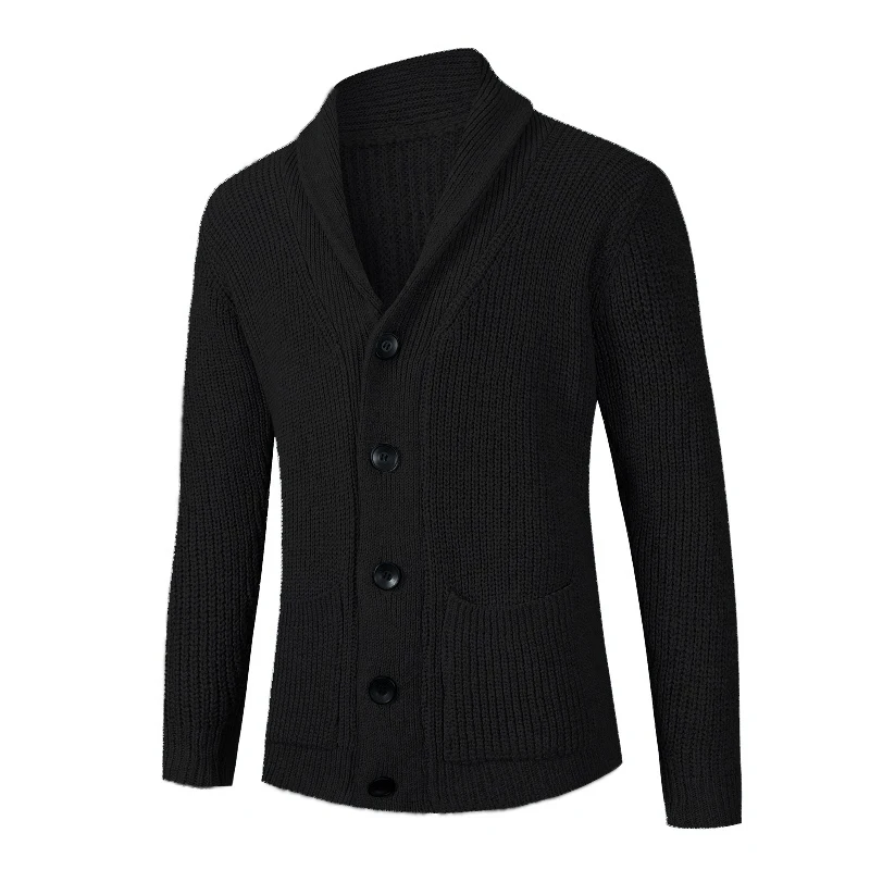 New Men\'s Sweaters Turn Down Collar Knitted Cardigan Men Solid Color Single Breasted Casual Knitwear Sweatercoat Men Cardigan