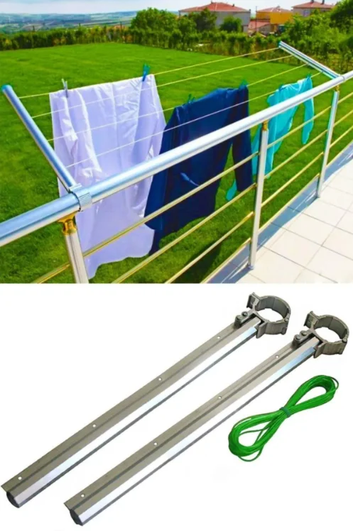 Round Handrail Balcony Laundry Hanger Aluminum PVC Coated Rope Gift