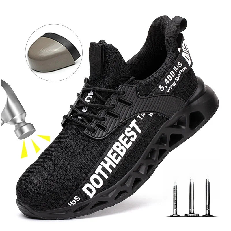 Pannensichere Sicherheitsschuhe mit Stahlkappe, Arbeitsschuhe für Herren und Damen, leichte Sicherheits-Arbeitsstiefel, atmungsaktive Sport-Sicherheitsschuhe, Unise