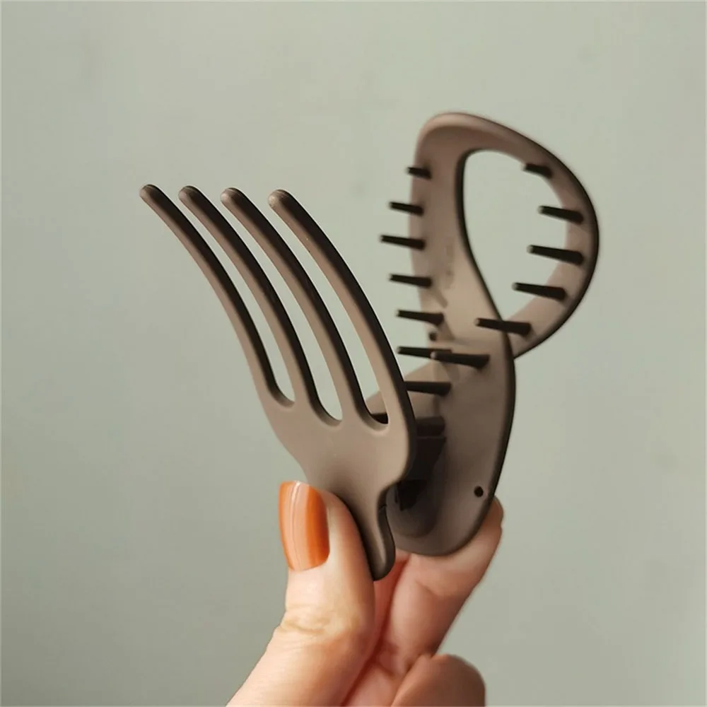 3 قطع/مجموعة مشابك شعر أنيقة غير لامعة من الأكريليك - إكسسوارات شعر بلاستيكية كبيرة الحجم بلون سادة للجنسين للشعر السميك والرقيق