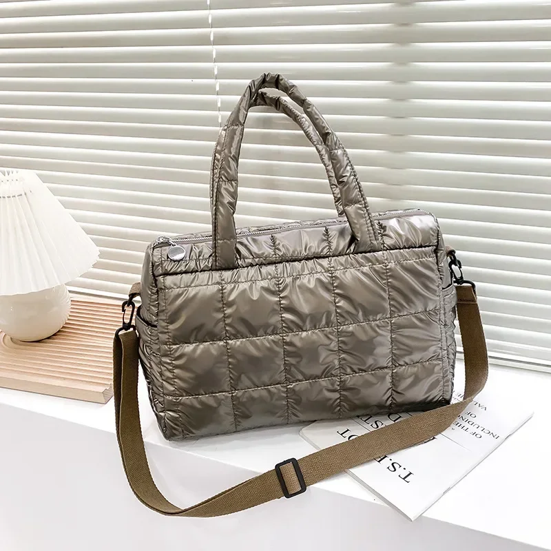 Winter Space Cotton Handbags Tote Quilted Down Shoulder Bags for Women Luxury Nylon Cloth Crossbody Bag Fashion Messenger Purse — zdjęcie 2