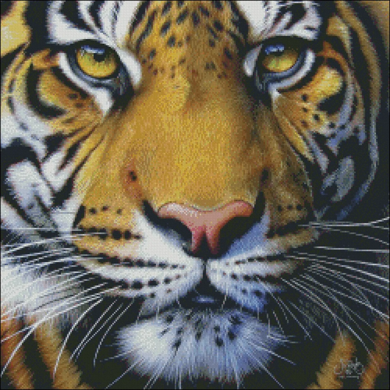 Golden Tiger Face - Counted Cross Stitch Kits - DIY Handmade Needlework Embroidery 14 CT Aida Cross Stitch Sets DMC Color