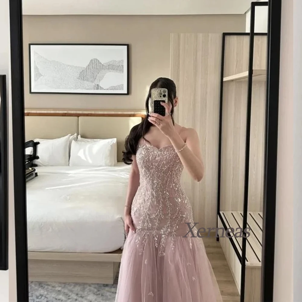 Maßgeschneiderte florale Abendkleider, langes, trägerloses, luxuriöses Damen-Partykleid mit Applikationen, glitzernde Cocktailkleider für Teenager