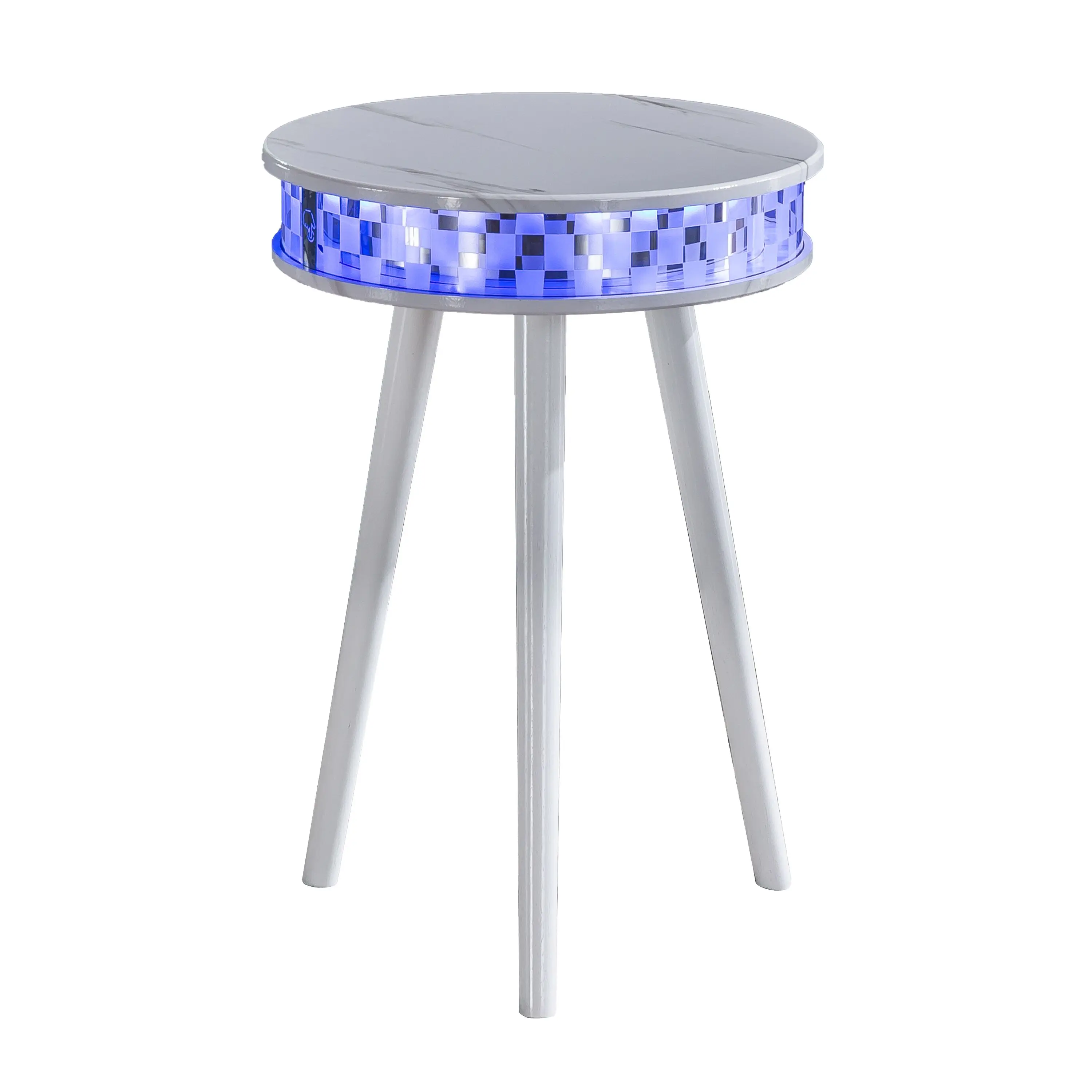 [Flash Sale]Sofa Side Table with Bluetooth Speaker USB Charging Coffee Table RGB LED Light End Table φ15. 4