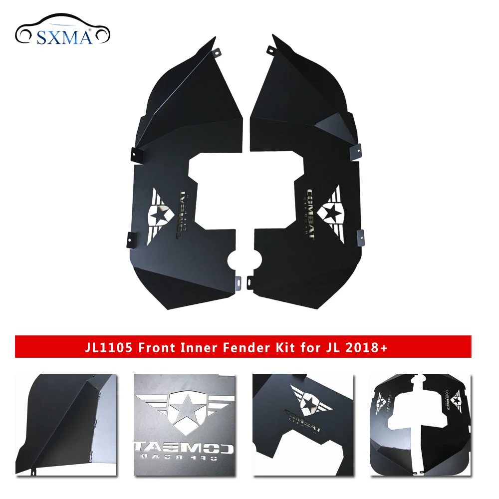 

SXMA JL1105 Front Inner Fender Fender Flares Flaps Mud Mudguards 2 PCS for Jeep JL for Wrangler 2018+