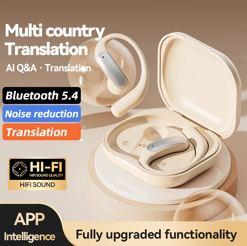 

ANC Шумоподавление Беспроводные Bluetooth-наушники, перевод в реальном времени наушников-крючков HiFi стерео для спортивной/игровой гарнитуры
