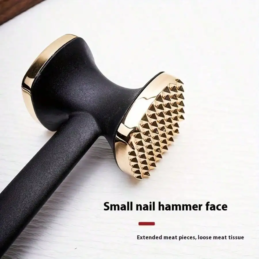 1pc Stainless Steel Meat Tenderizer, Double-Sided Meat Mallet, Steak Pounder, Kitchen Tool, Meat Tenderizing Hammer, Suitable For Picnic, Travel, Camping, BBQ - Metal Material