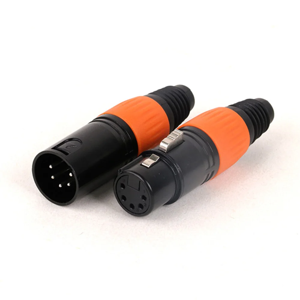1pc 5Pin XLR Audio Cable Connector 5Pin Male plug MIC Snake Plug for Microphone Cable Electrical Adapter