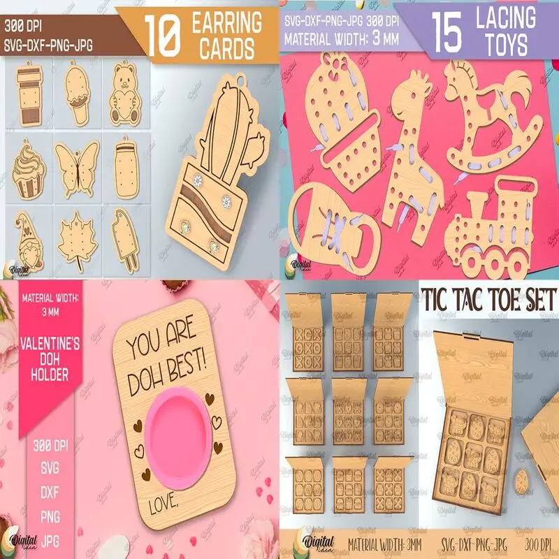 Kids Laser Cut Mega Bundle | 290 Baby & Children SVG Files | 3D Laser Cutting Designs | Montessori, Milestone Cards, Toys