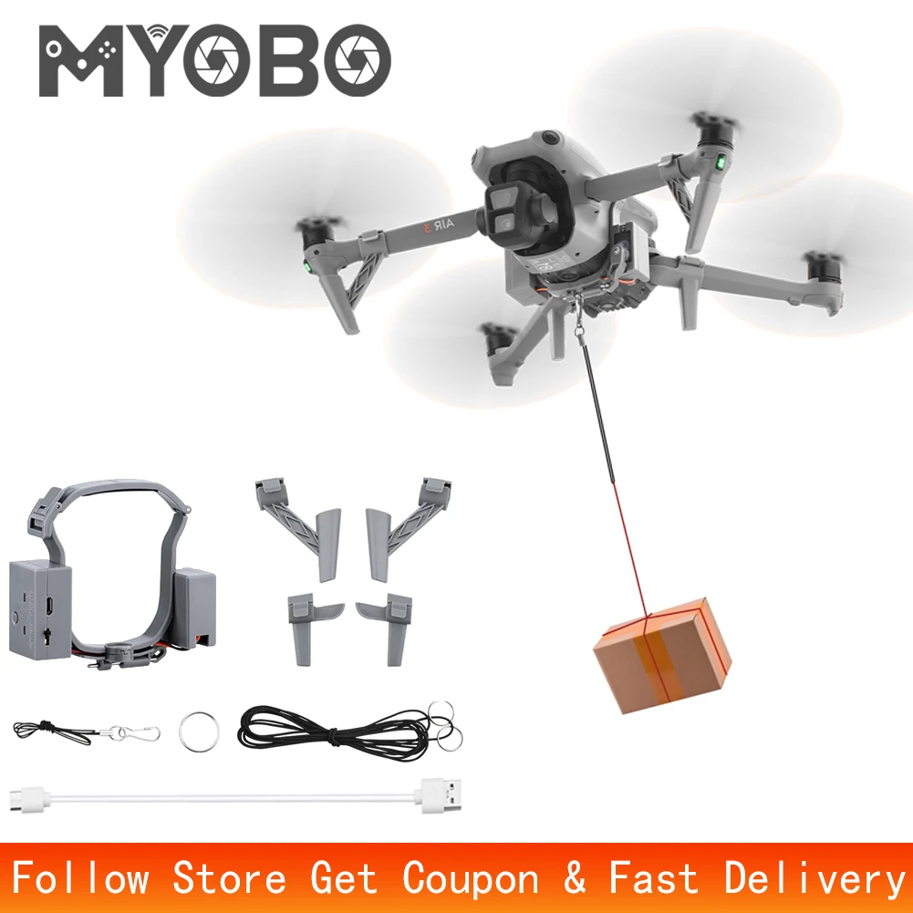 MYOBO Airdrop System for DJI Air 3/Air 3S Quick Release Thrower Delivery Device for DJI Air 3/Air 3S Drone Rescue Accessories