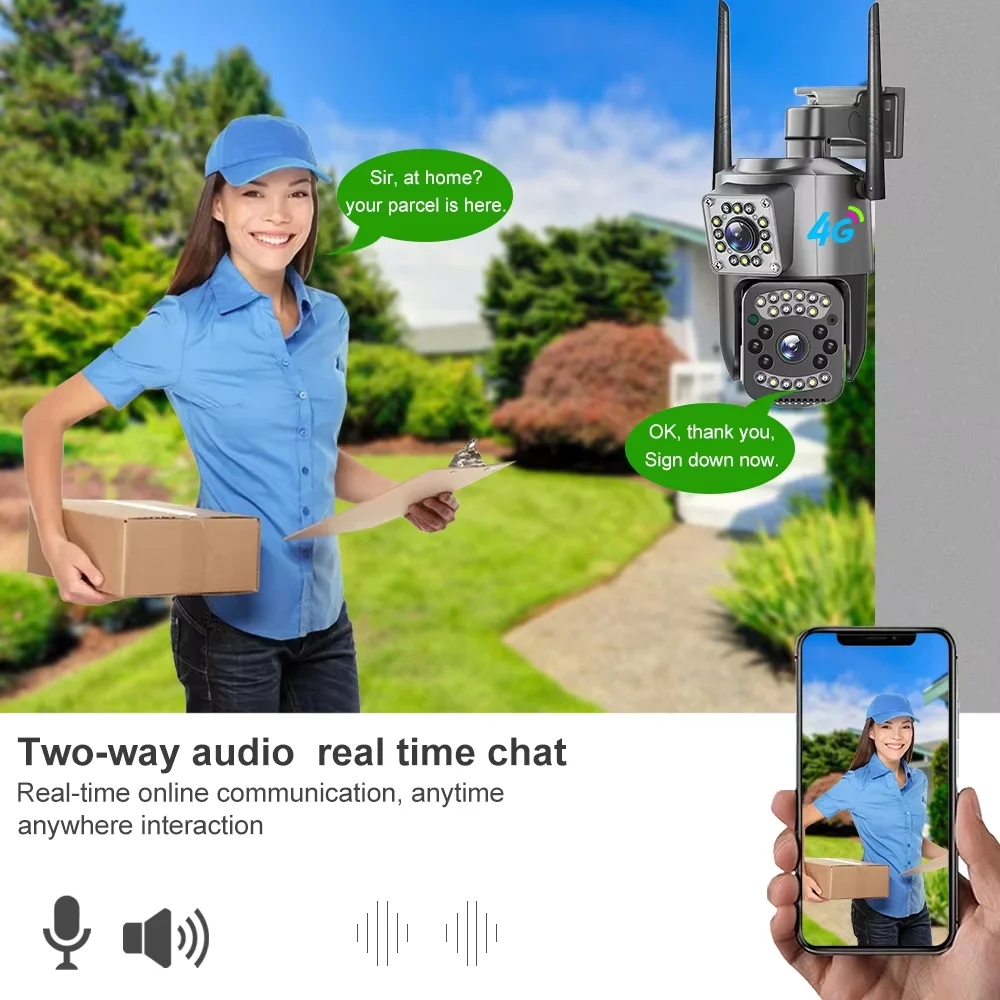 Leshine 2MP HD Dual Lens 4G Security Camera WiFi Home Surveillance Cameras Motion Detection Alarm Two-way Audio IP66 Waterproof