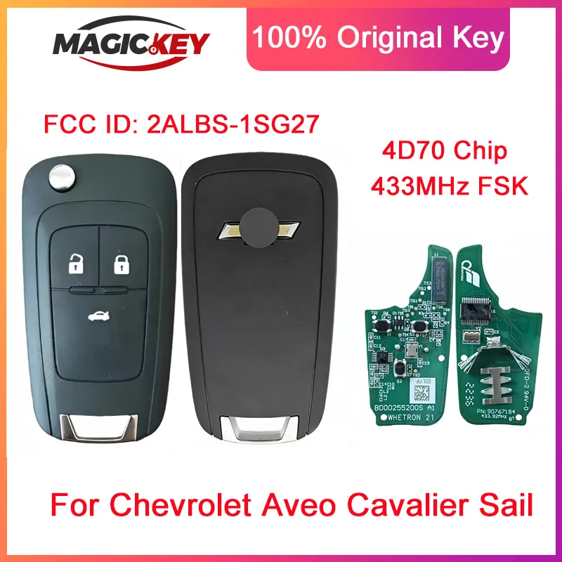 

MAGICKEY FCCID: 2ALBS-1SG27 Original 3 Buttons Remote Key 4D70 Chip 433MHz for Chevrolet Aveo Cavalier Sail