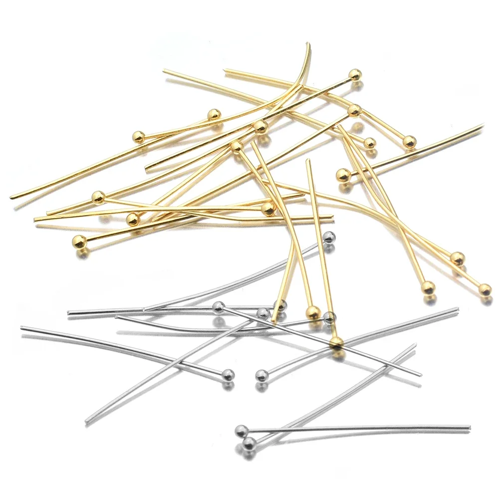 Aiovlo 50szt/lot Długość 20 30 35 40 mm Kołki z łbem kulistym ze stali nierdzewnej do tworzenia biżuterii Diy Kołki z łbem Dia 0.6mm — zdjęcie 2