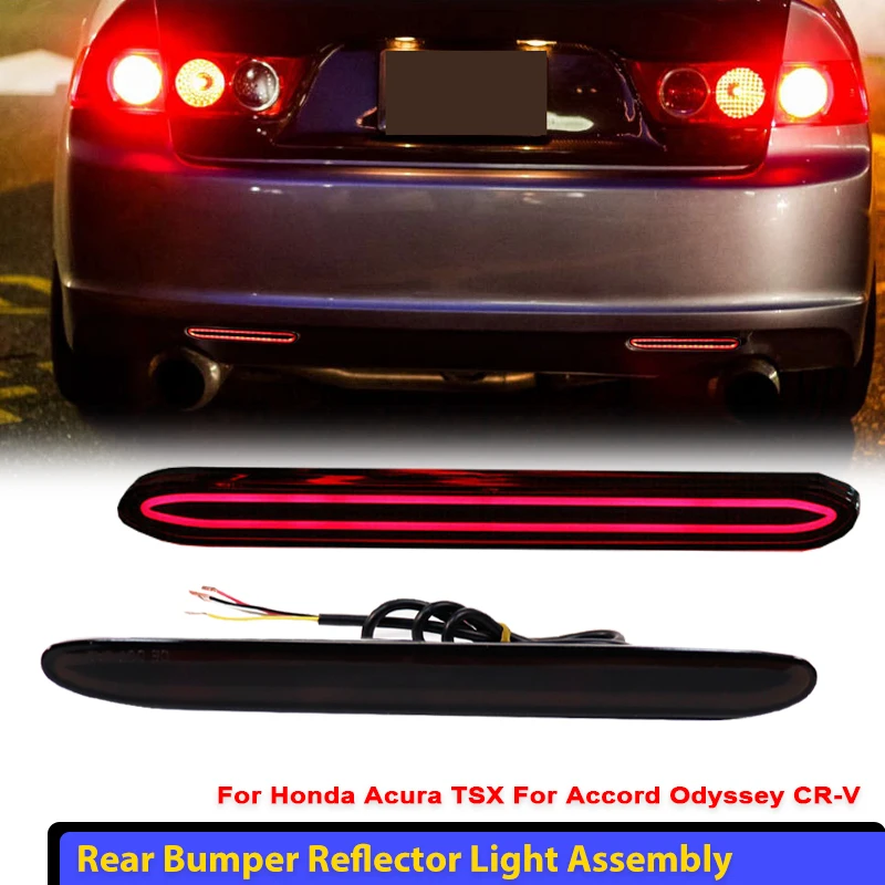 For Honda Acura TSX/Accord CL7 CL9/Odyssey RB1/CR-V Red LED Rear Bumper Reflectors Tail/Brake Lights w/ Sequential Turn Signal