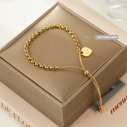 316L stainless steel bracelet Heart Bracelet Pull Titanium Steel bangle Ball Chain Bracelet Anklet adjustable bracelets