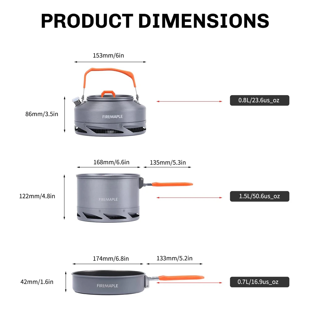 Fire Maple Camping Cookware Set Hiking FEAST Heat-exchanger Aluminium Pot Outdoor Foldable Pots Travel  Tourism Tableware Dishes