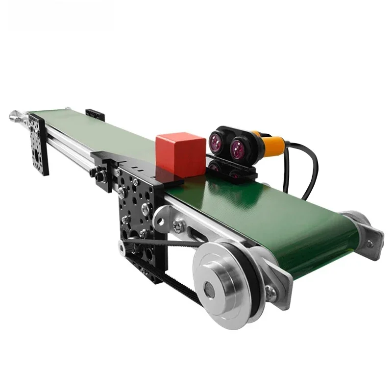 Mini Conveyor Stepper Motor Infrared Induction Belt Conveyor CW CCW Adjustable Speed Manipulator Assembly Line Scene Simulation