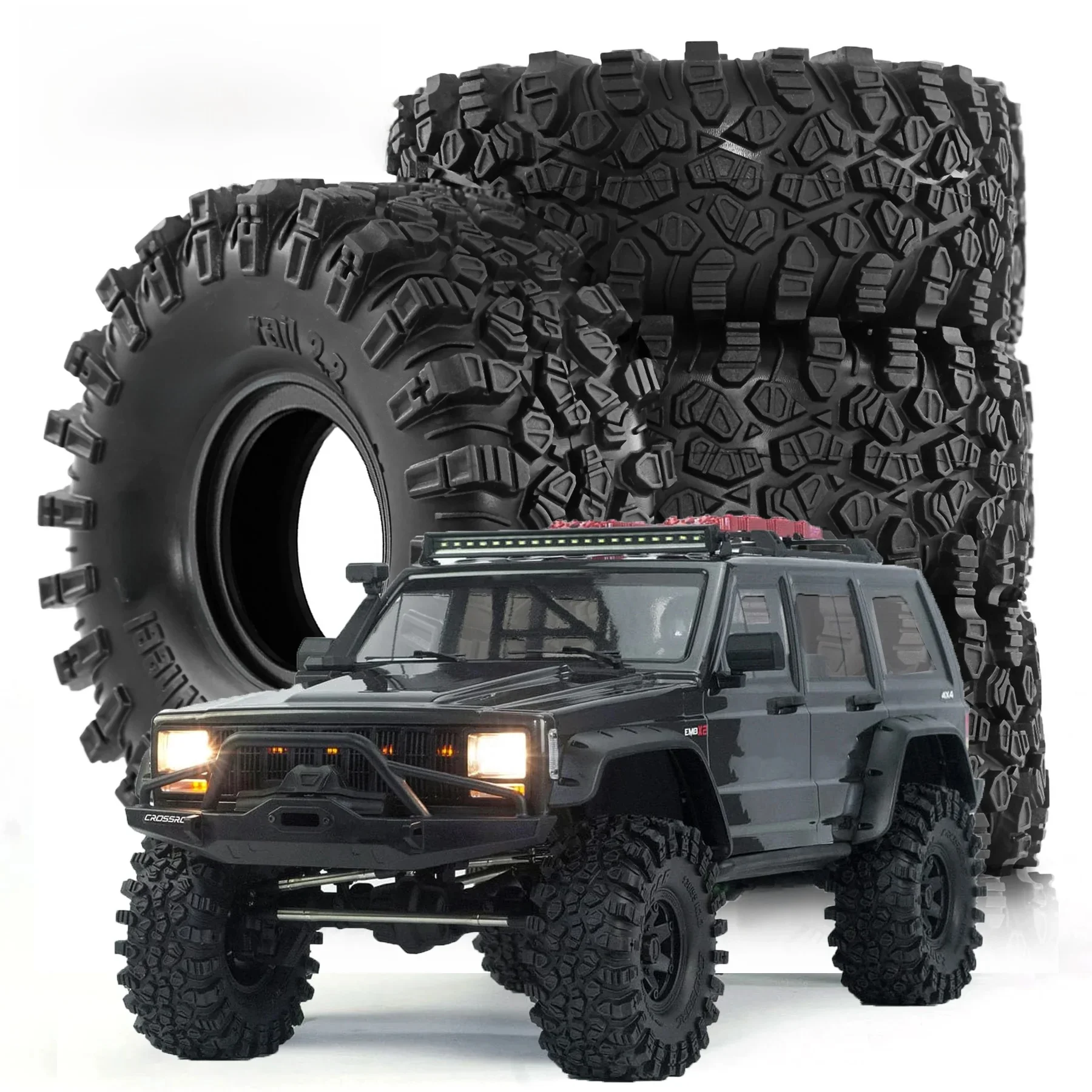 4 pièces 2.2 pouces le roi Lion pneu en caoutchouc 2.2 pneus de roue 136x58mm pour 1/10 Rc chenille Wraith Rr10 Scx10 H8h Wrangler 2.2 pneu