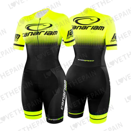 Imagen 2 del producto Traje de patinaje de velocidad en línea para mujer, traje de competición de práctica de patinaje sobre ruedas, ropa deportiva al aire libre, conjunto de Skate de manga corta, traje de natación