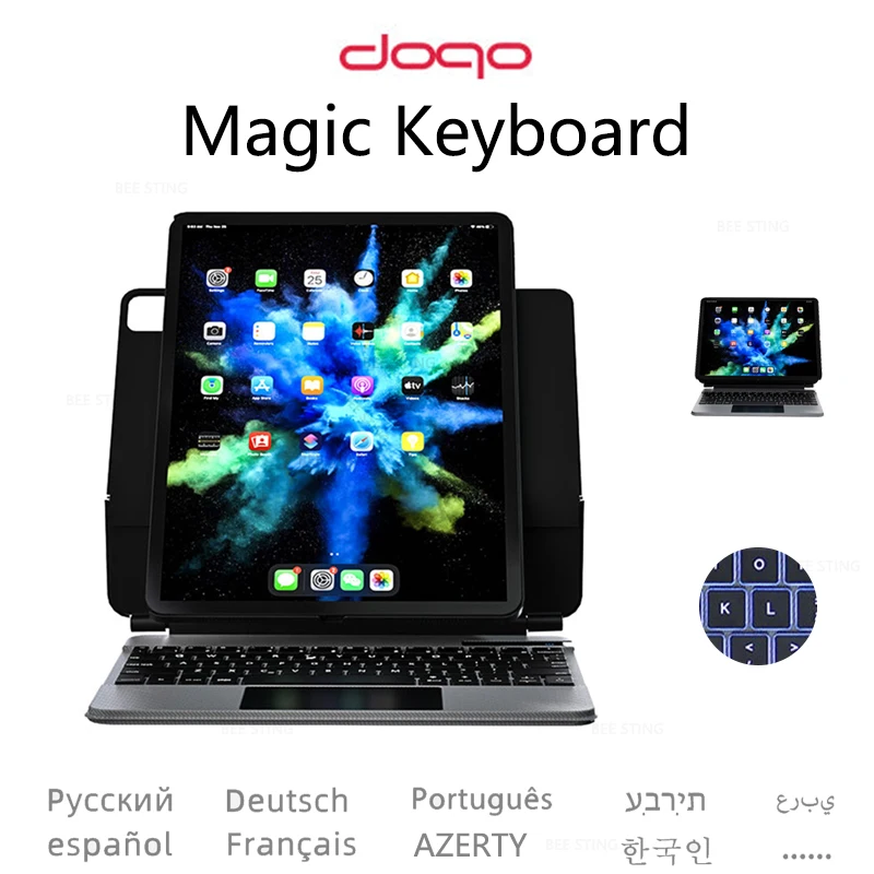 

Чехол DOQO Magic Keyboard для ipad Pro 11 12,9 2021 2020 2018 Air 4 5 10,9 2022 с клавиатурой с магнитной левитацией и вертикальным экраном