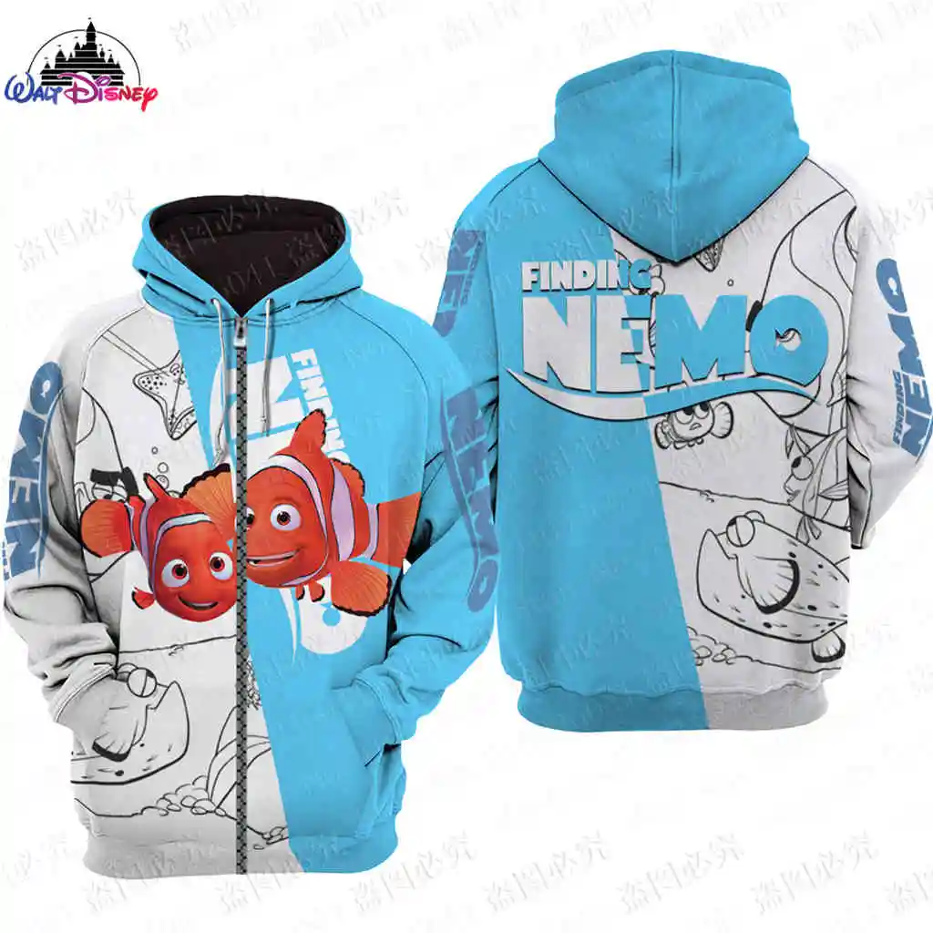 Christmas Finding Nemo cartoon Disney men women 3D Print High quality Fleece Zipper/ Hoodies parent-child clothing Pullover Tops