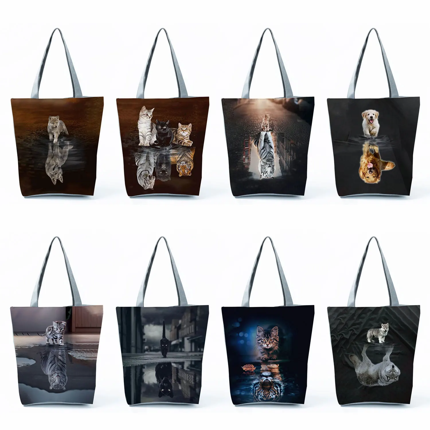 Cats Print Handbag for Women Cool Style Animal Series Casual Ladies Shoulder Bag Large Capacity Fashion Design Shopper Tote Bags