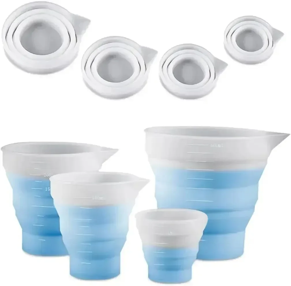 Tasse à mesurer pliable en Silicone de 50 à 500ml, récipient de liquide Portable multi-spec, tasse de mélange en Silicone pour bricolage, bijoux en résine époxy H