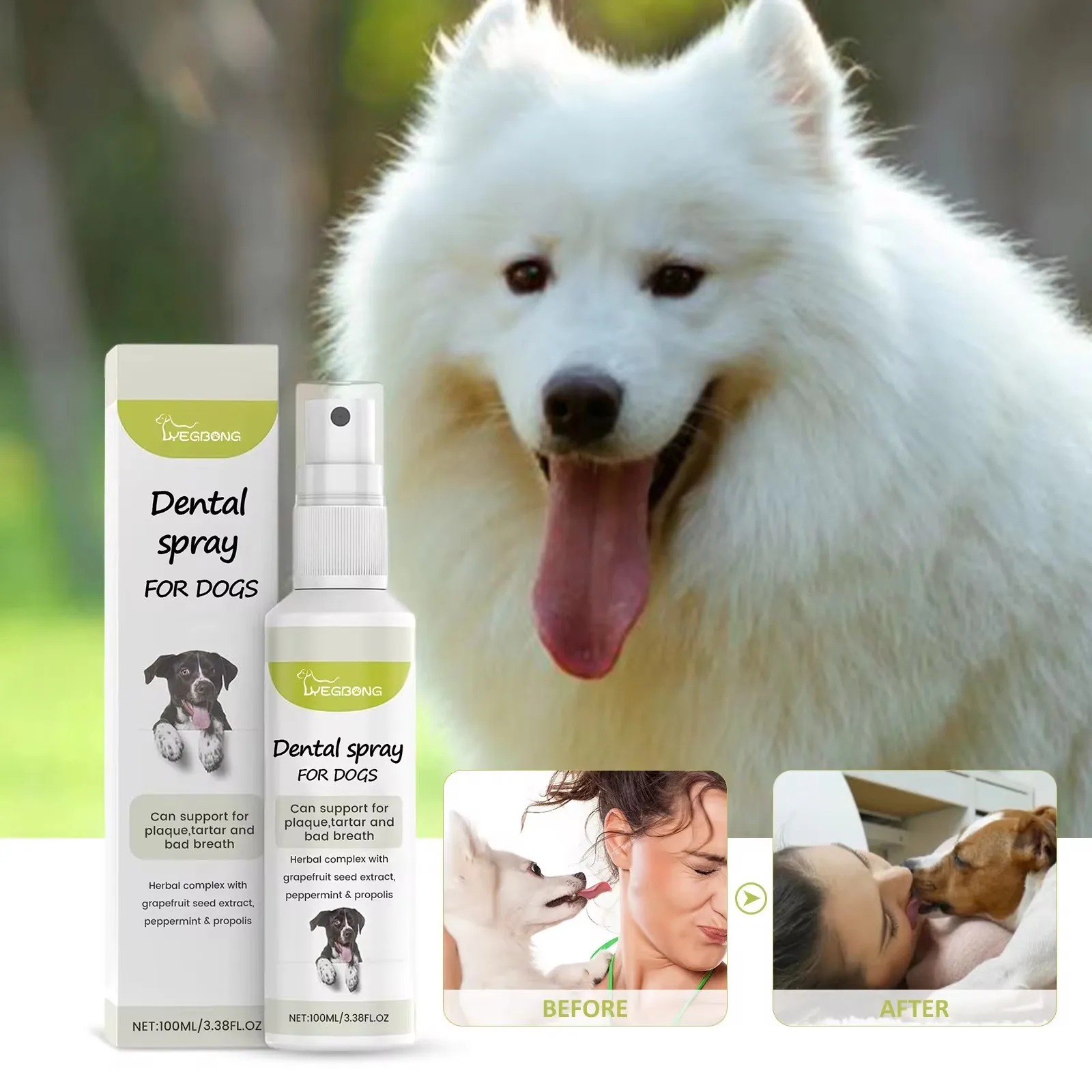 Dog Mouth Freshener Remove Tartar Tooth Stain Bad Breath Eliminator Oral Plaque Clean Tooth Whitening Pet Dental Cleanse Spray