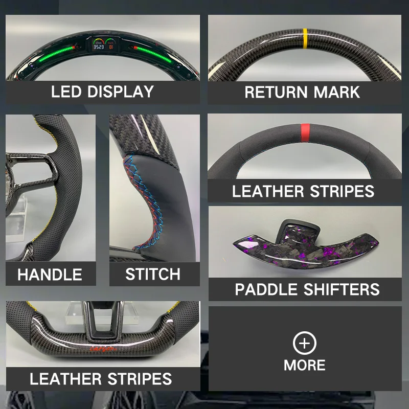 عجلة قيادة من ألياف الكربون مزورة من جلد الغزال مخصصة لسيارة Honda Accord الجيل العاشر 2018-2023 مجهزة بمصابيح LED #6