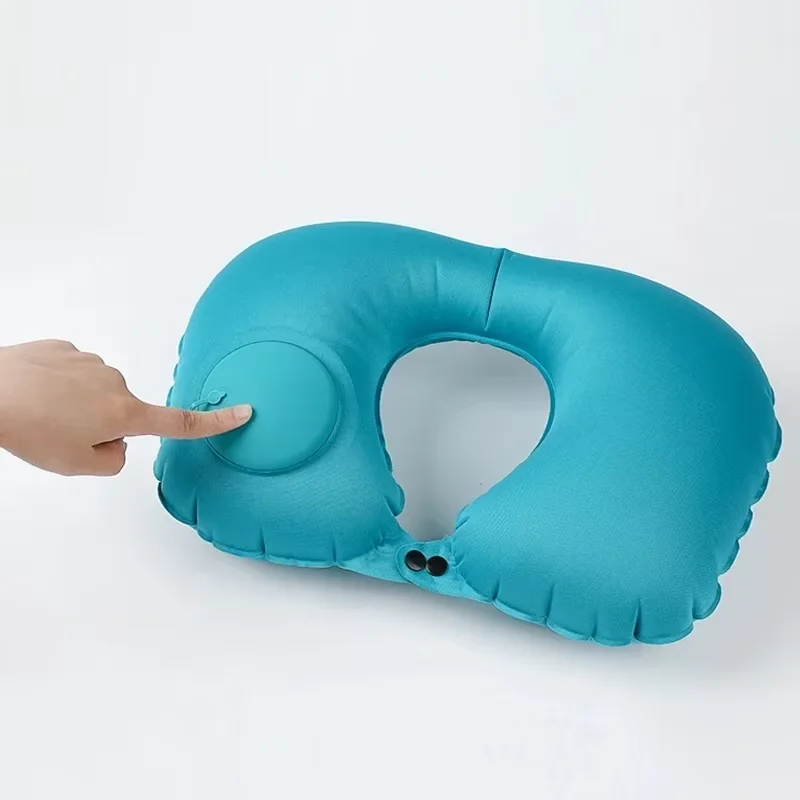 Nap pillow, press inflatable pillow, travel outdoor u-shaped pillow neck pillow, nap pillow milk silk inflatable pillow