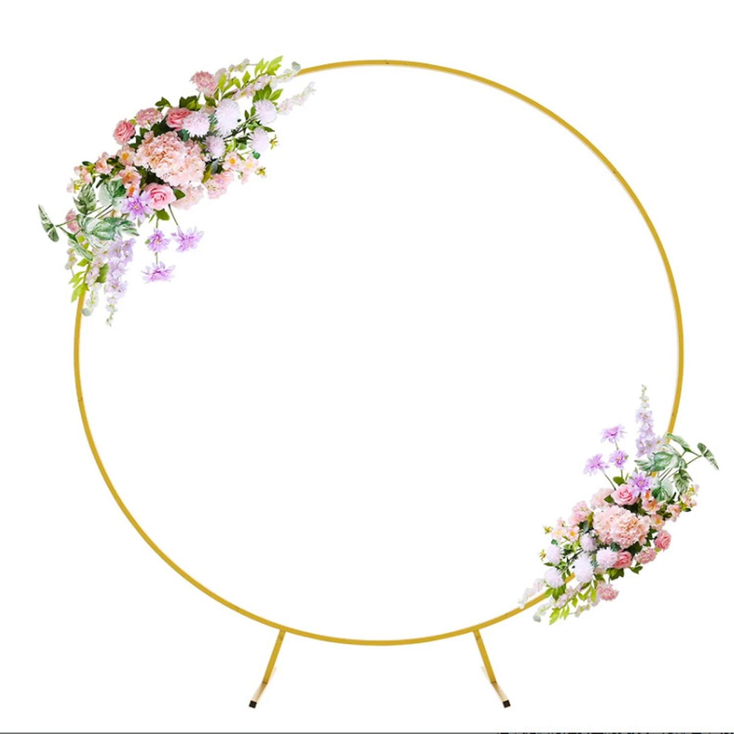 2M Gold Wedding Arch Stand White Wedding Arches Round Backdrop Holder Bracket Metal Balloon Arch Stand for Ceremony Birthday